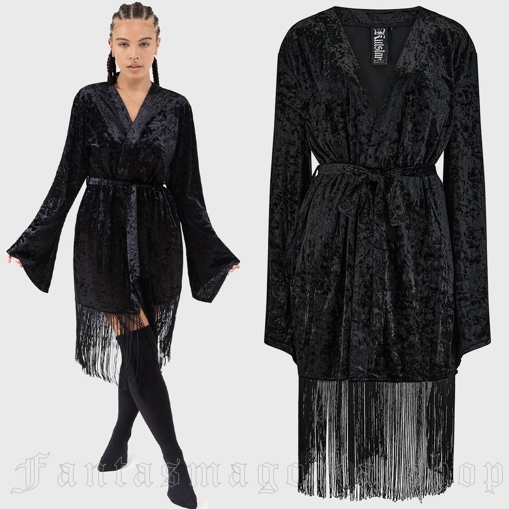 Killstar Black Velvet Fringe Robe
